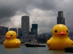 A pair of giant rubber ducks have invaded Hong Kong