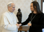Pope Leo meets Venezuelan opposition figure Mar&iacute;a Corina Machado at Vatican
