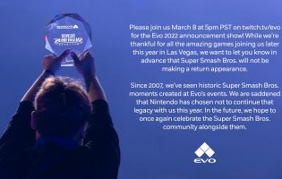 Super Smash Bros. will not be returning to Evo events